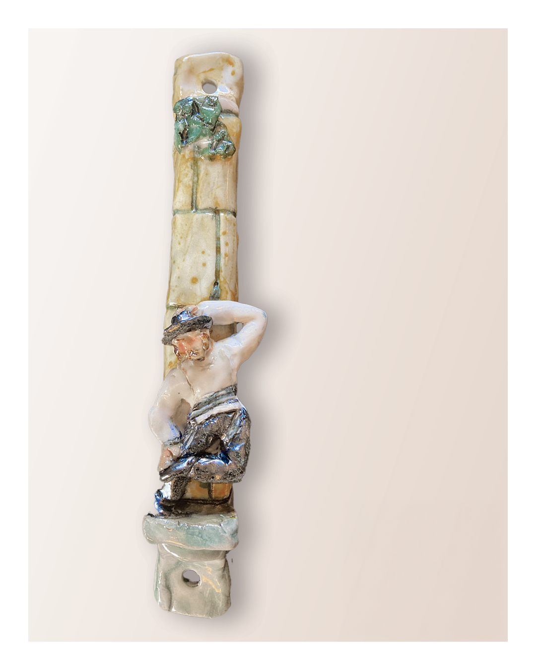 “Dancing Chasid” Handmade Porcelain Mezuzah