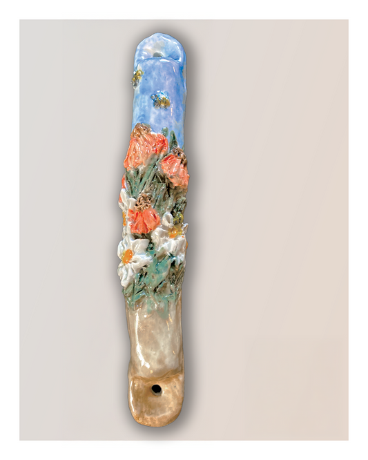 "Wild Flowers" Handmade Porcelain Mezuzah