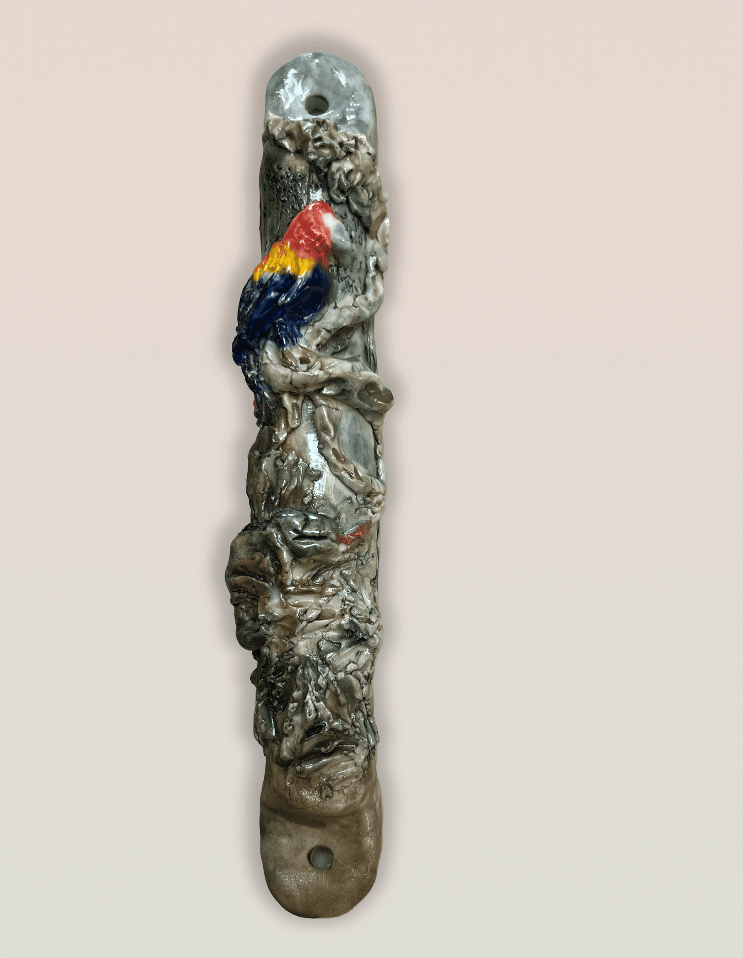 “Tropical Parrot” Handmade Porcelain Mezuzah