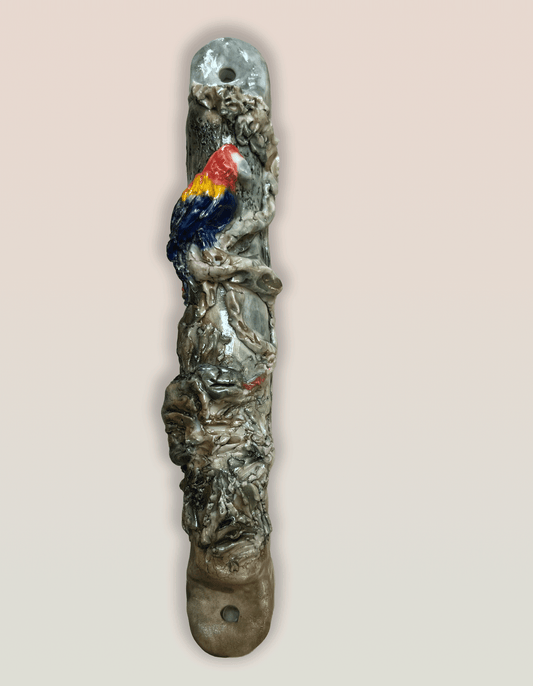 “Tropical Parrot” Handmade Porcelain Mezuzah