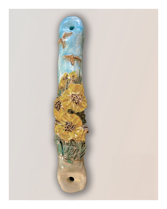 "Sunflowers" Handmade Porcelain Mezuzah